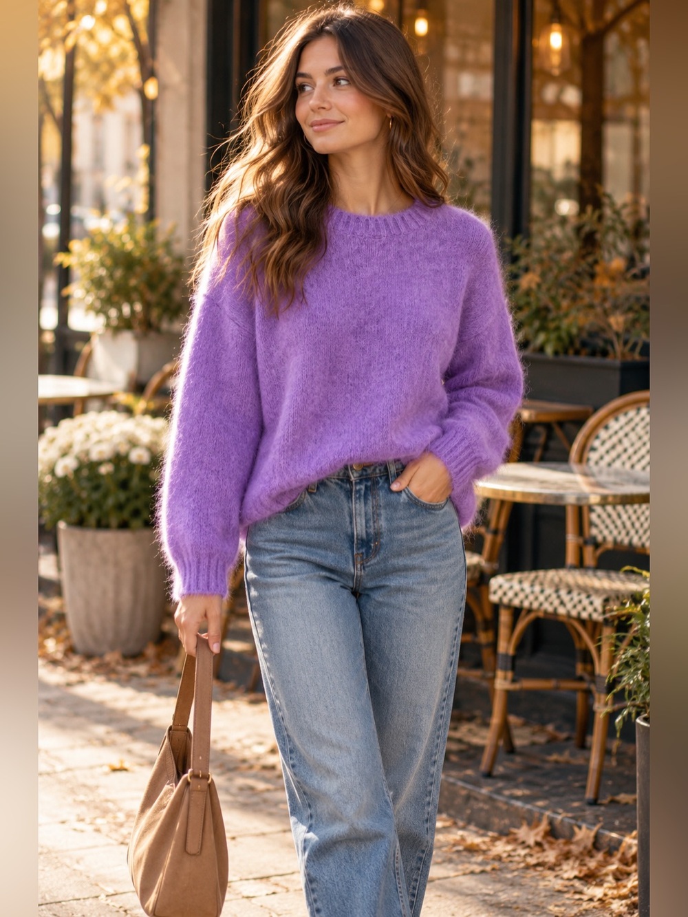 NWOT Abound Lavender Crewneck Fuzzy Sweater